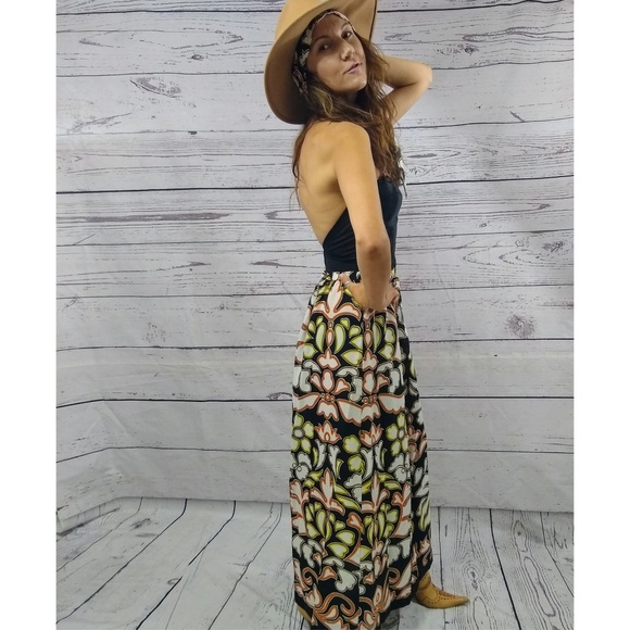 1970s floral print lightweight maxi skirt w sash - Picture 3 of 3